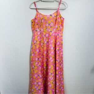 On 34th Womens Sunray Dress Pink‎ Yellow Floral Print Maxi Size S New